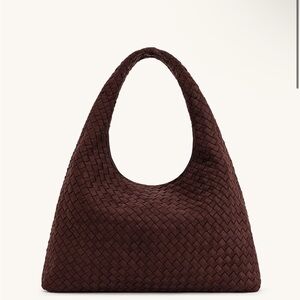 JW PEI laura Faux Suede Woven Shoulder Bag - Dark Brown